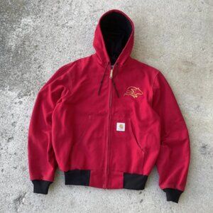 Vintage Red Carhartt Zip Hooded Jacket Active 90’s Rare J03